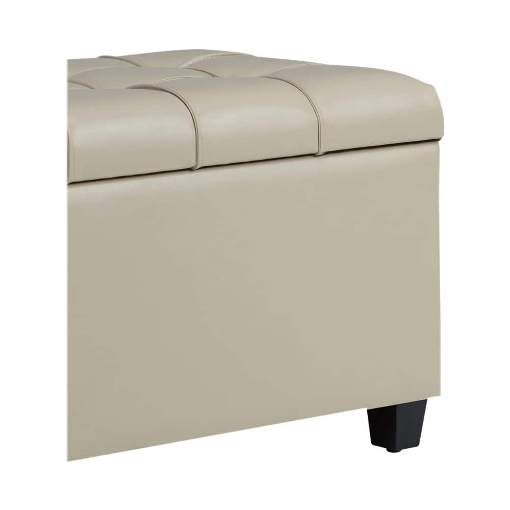 Alt View Zoom 13. Simpli Home - Sienna 34 inch Wide Transitional Rectangle Storage Ottoman Bench Faux Leather - Satin Cream.