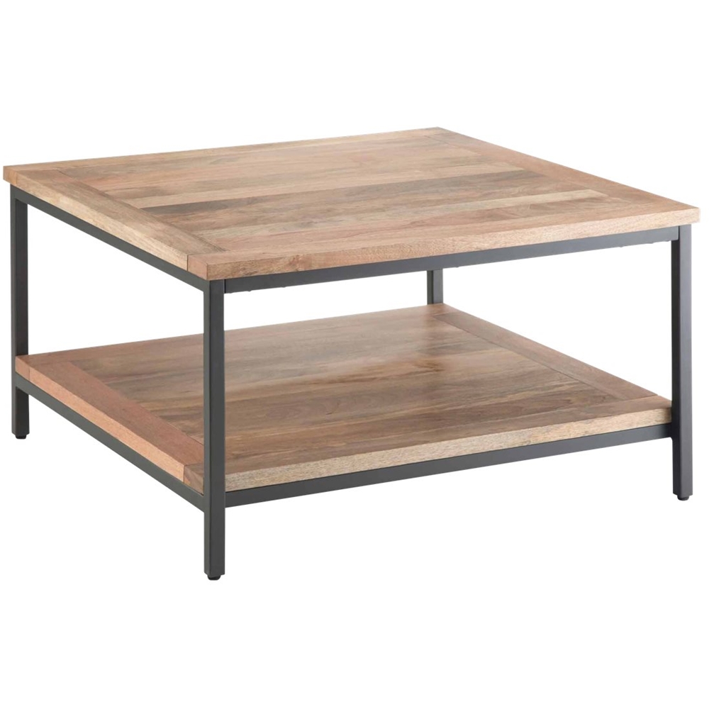 Left View: Simpli Home - Skyler Square Modern Industrial Mango Wood Coffee Table - Natural