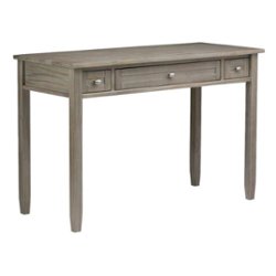 Simpli Home - Warm Shaker Rectangular Rustic Wood 3-Drawer Table - Distressed Gray - Front_Zoom