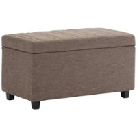 Simpli Home - Darcy Rectangular Traditional Wood/Engineered Wood Bench Ottoman With Inner Storage - Fawn Brown - Front_Zoom