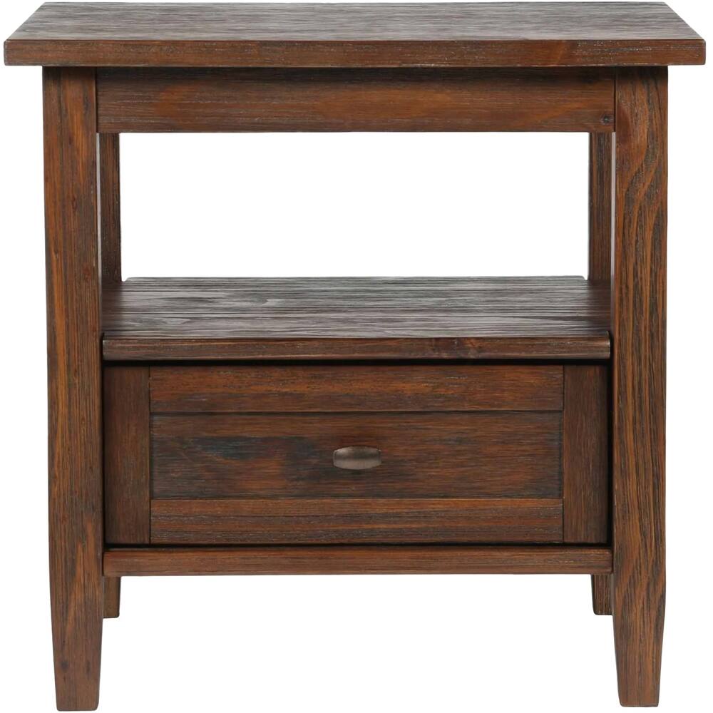 Front. Simpli Home - Warm Shaker SOLID WOOD 20 inch Wide Rectangle Transitional End Table in Distressed Charcoal Brown - Distressed Charcoal Brown.