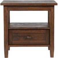 Simpli Home - Warm Shaker SOLID WOOD 20 inch Wide Rectangle Transitional End Table in - Distressed Charcoal Brown - Front_Zoom