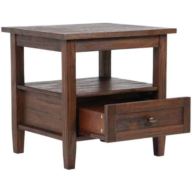 Simpli Home - Warm Shaker SOLID WOOD 20 inch Wide Rectangle Transitional End Table in - Distressed Charcoal Brown_2