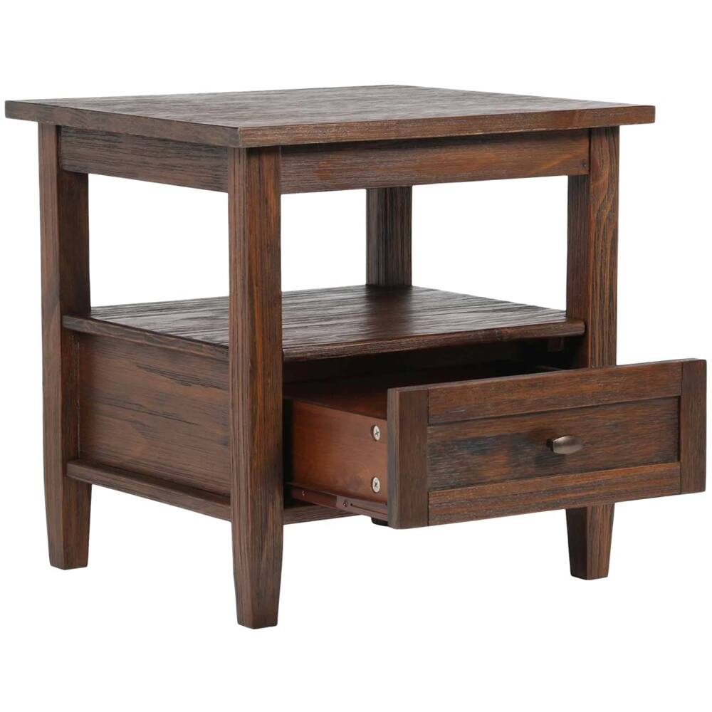 Alt View 11. Simpli Home - Warm Shaker SOLID WOOD 20 inch Wide Rectangle Transitional End Table in Distressed Charcoal Brown - Distressed Charcoal Brown.