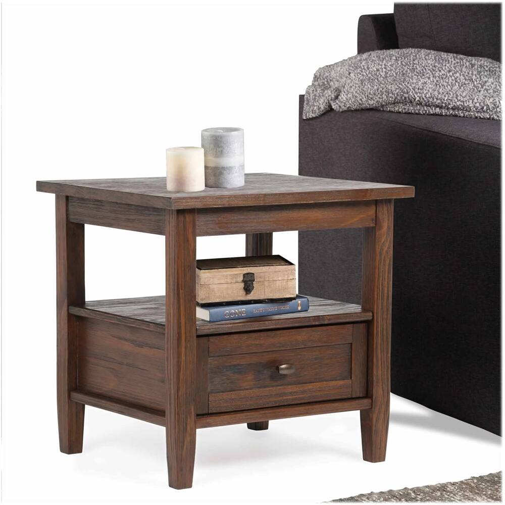 Alt View 16. Simpli Home - Warm Shaker SOLID WOOD 20 inch Wide Rectangle Transitional End Table in Distressed Charcoal Brown - Distressed Charcoal Brown.