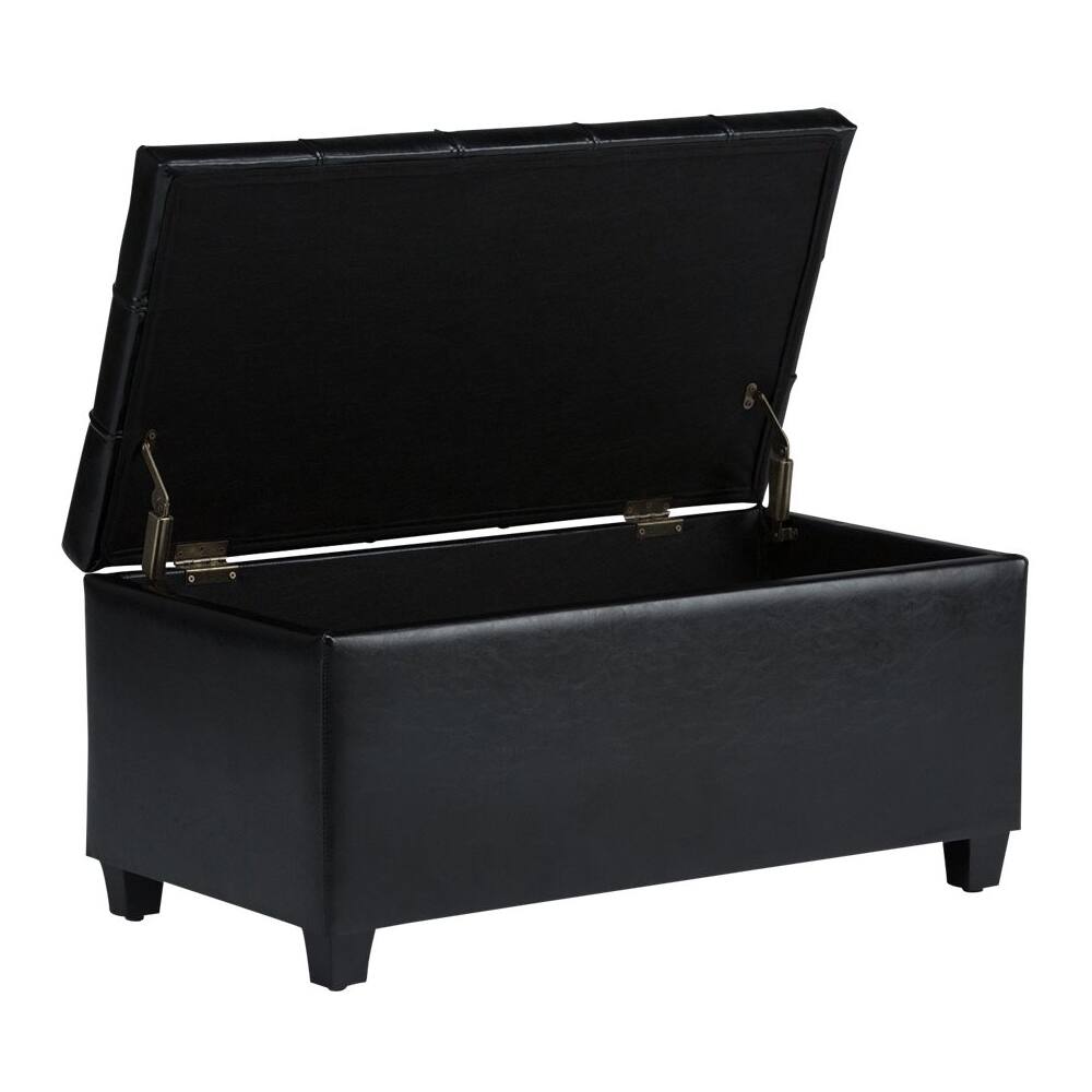 Left View: Simpli Home - Sienna Storage Ottoman Bench - Midnight Black