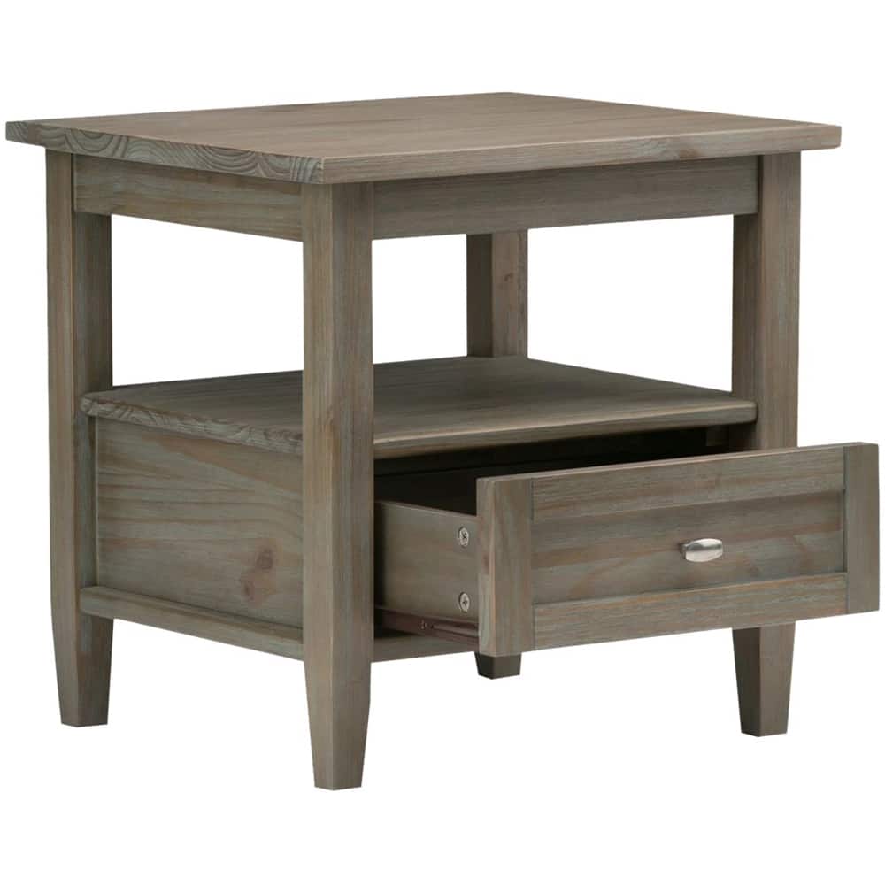 Front Zoom. Simpli Home - Warm Shaker SOLID WOOD 20 inch Wide Rectangle Transitional End Side Table in Distressed Grey - Distressed Gray.