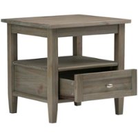 Simpli Home - Warm Shaker SOLID WOOD 20 inch Wide Rectangle Transitional End Side Table in Distressed Grey - Distressed Gray - Front_Zoom