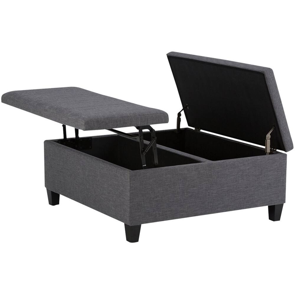 Alt View 11. Simpli Home - Ellis Contemporary Wood/Engineered Wood Ottoman - Slate Gray.
