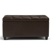 Simpli Home - Sienna Storage Ottoman Bench - Chocolate Brown - Front_Zoom