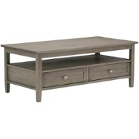 Simpli Home - Warm Shaker Rectangular Rustic Wood 2-Drawer Coffee Table - Distressed Gray - Front_Zoom