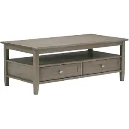 Simpli Home - Warm Shaker Rectangular Rustic Wood 2-Drawer Coffee Table - Distressed Gray