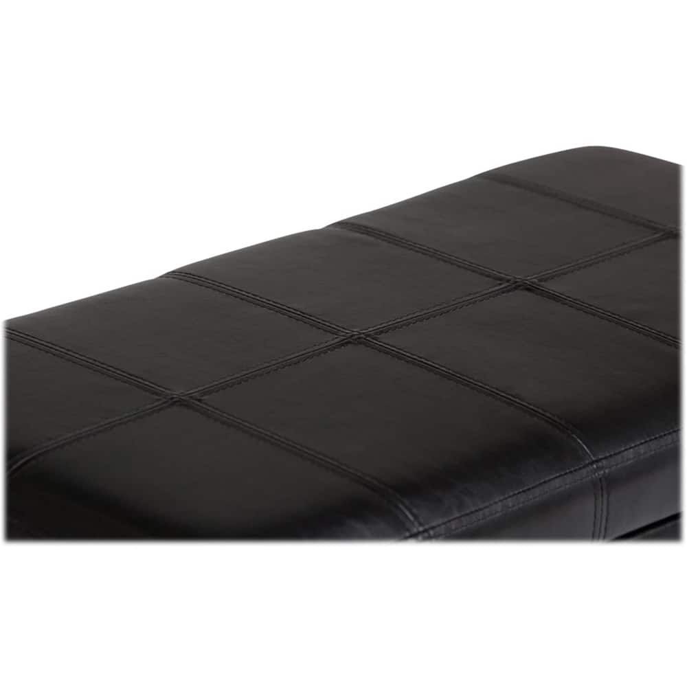 Alt View 14. Simpli Home - Amelia 34 inch Wide Transitional Rectangle Storage Ottoman Bench in Midnight Black Faux Leather - Midnight Black.