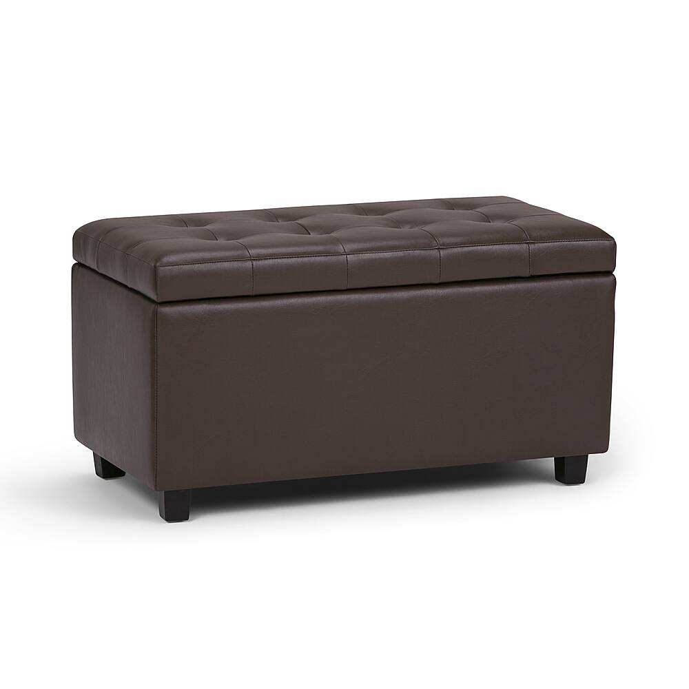 Angle. Simpli Home - Cosmopolitan Storage Ottoman - Chocolate Brown.