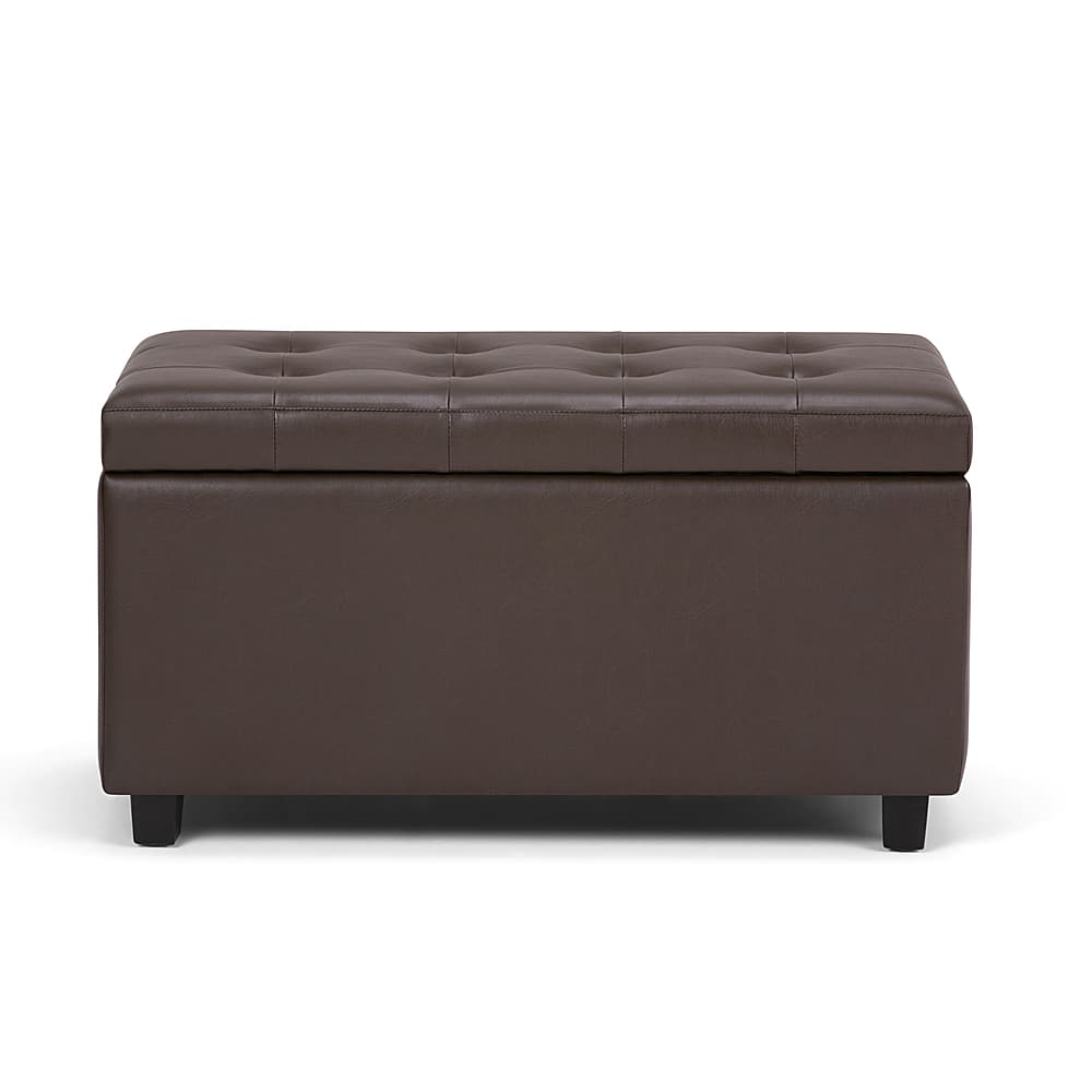 Front. Simpli Home - Cosmopolitan Storage Ottoman - Chocolate Brown.