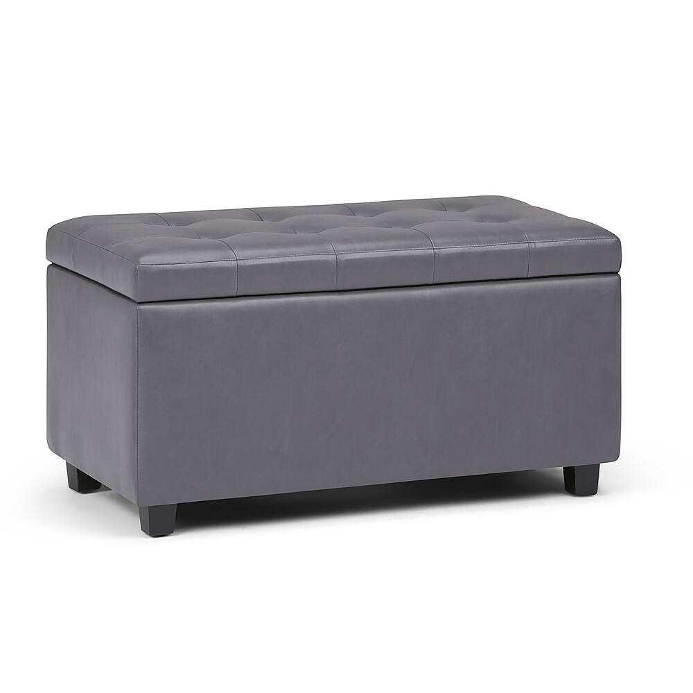 Angle. Simpli Home - Cosmopolitan Storage Ottoman - Stone Gray.