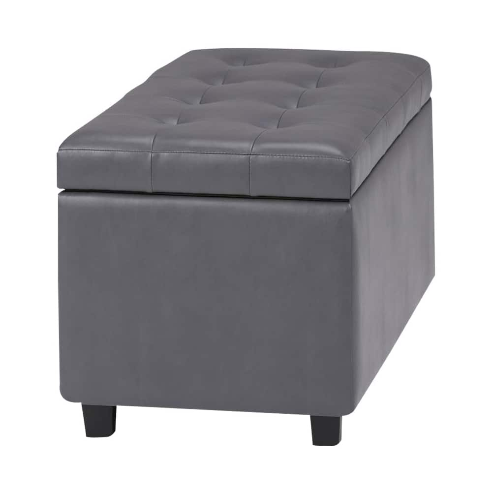 Left View: Simpli Home - Cosmopolitan Storage Ottoman - Stone Gray