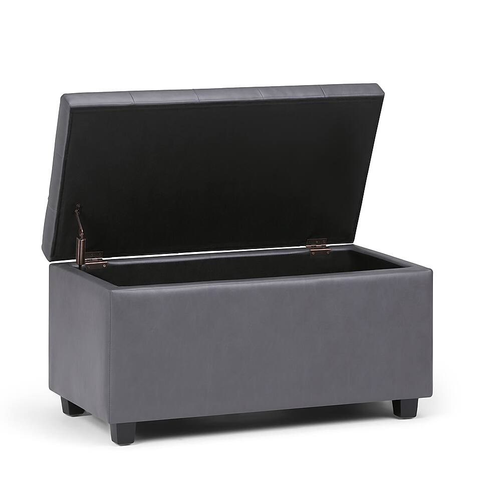 Left. Simpli Home - Cosmopolitan Storage Ottoman - Stone Gray.