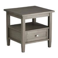 Simpli Home - Warm Shaker SOLID WOOD 20 inch Wide Rectangle Transitional End Side Table in Farmhouse Grey - Farmhouse Gray - Front_Zoom