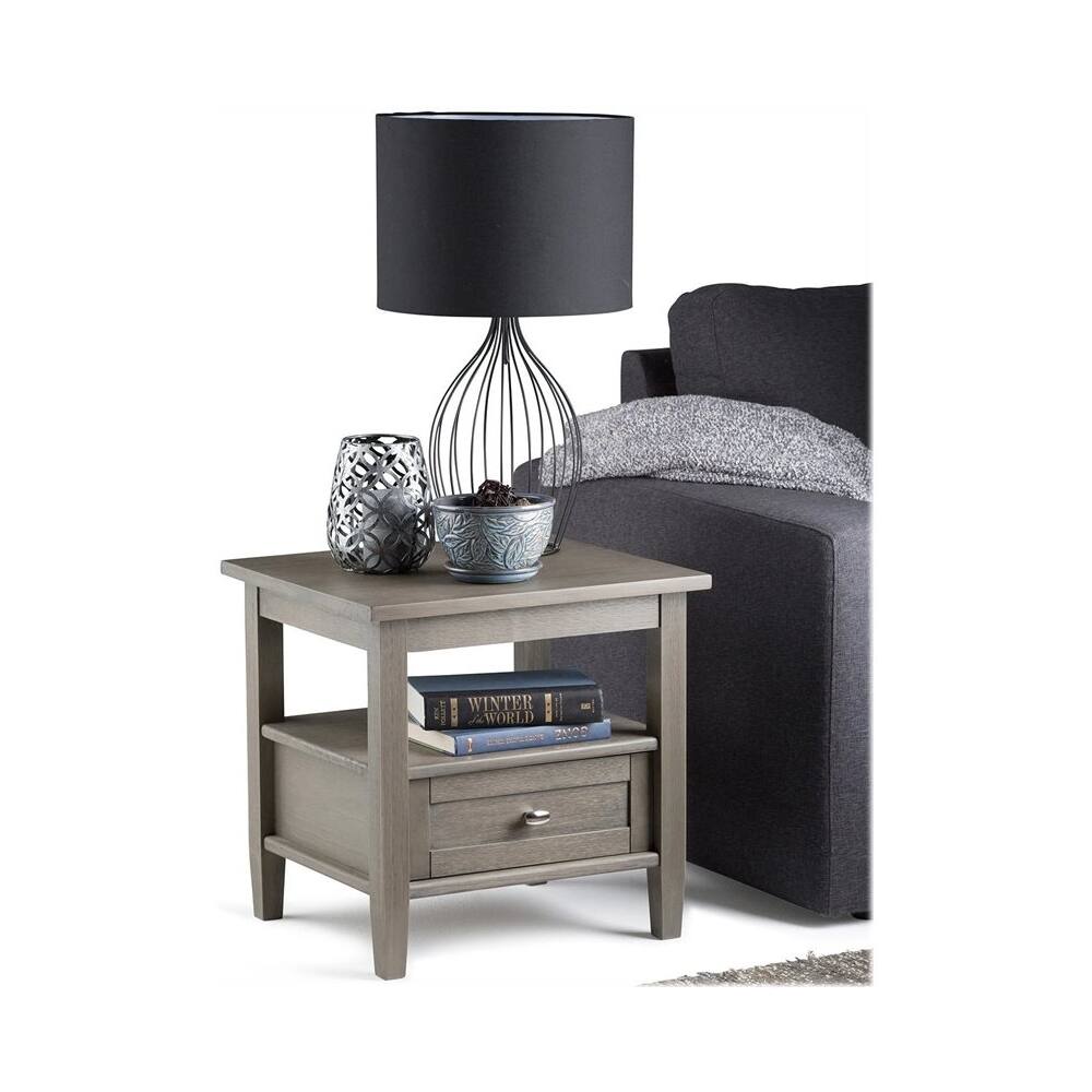 Alt View 13. Simpli Home - Warm Shaker SOLID WOOD 20 inch Wide Rectangle Transitional End Side Table in Farmhouse Grey - Farmhouse Gray.