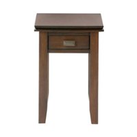 Simpli Home - Artisan SOLID WOOD 14 inch Wide Rectangle Transitional Narrow End Side Table in - Russet Brown - Front_Zoom