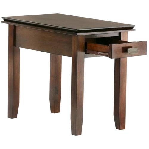 Alt View 14. Simpli Home - Artisan SOLID WOOD 14 inch Wide Rectangle Transitional Narrow End Side Table in Russet Brown - Russet Brown.