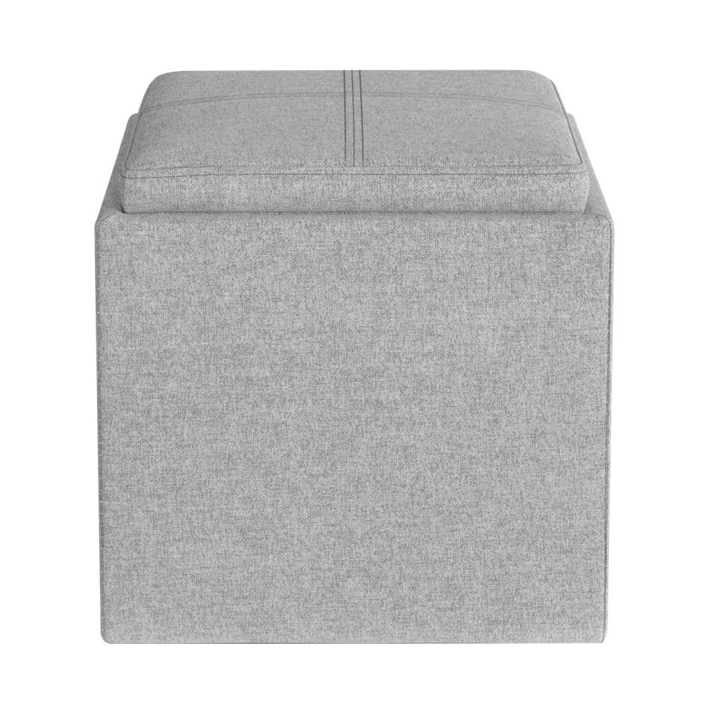 Alt View 11. Simpli Home - Rockwood Square Contemporary Wood/Foam Ottoman With Inner Storage - Gray Cloud.