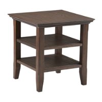 Simpli Home - Acadian SOLID WOOD 19 inch Wide Square Transitional End Table in - Farmhouse Brown - Front_Zoom