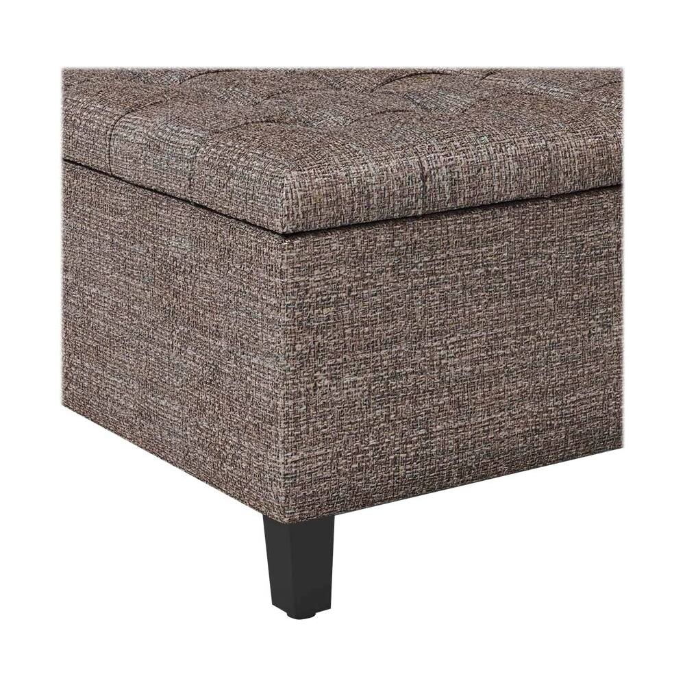 Alt View 13. Simpli Home - Harrison 36 inch Wide Transitional Square Coffee Table Storage Ottoman in Mink Brown Tweed Look Fabric - Mink Brown.