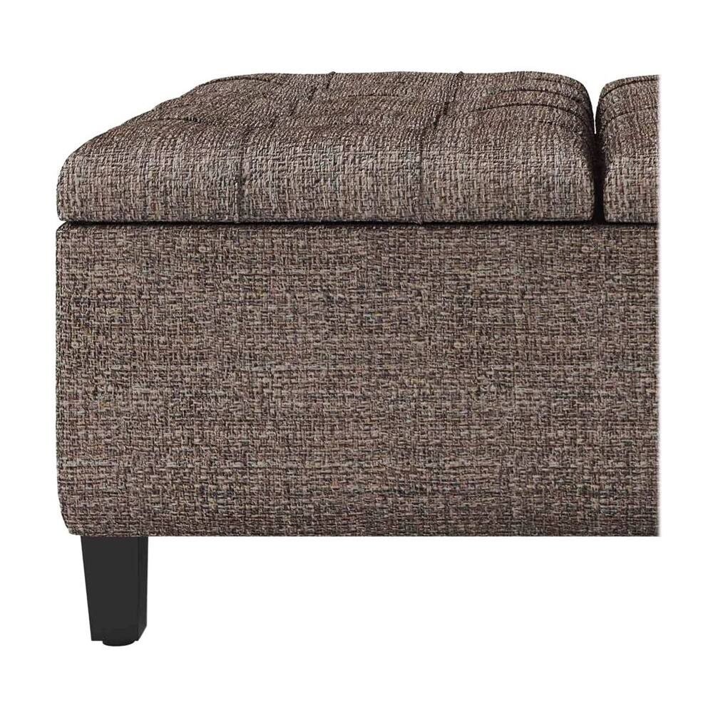 Alt View 14. Simpli Home - Harrison 36 inch Wide Transitional Square Coffee Table Storage Ottoman in Mink Brown Tweed Look Fabric - Mink Brown.