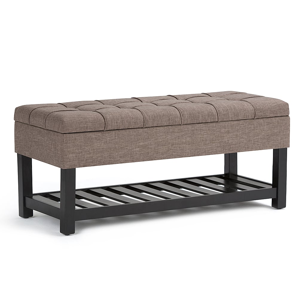 Angle View: Simpli Home - Saxon 44 inch Wide Traditional Rectangle Storage Ottoman Bench - Fawn Brown