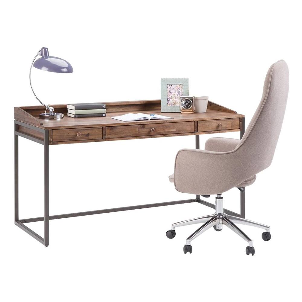 Alt View 11. Simpli Home - Ralston Rectangular Rustic Solid Acacia Wood 3-Drawer Table - Natural Aged Brown.