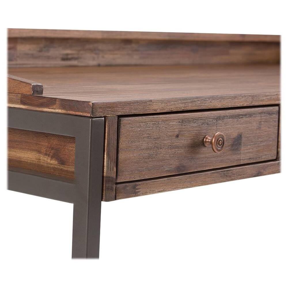 Alt View 13. Simpli Home - Ralston Rectangular Rustic Solid Acacia Wood 3-Drawer Table - Natural Aged Brown.