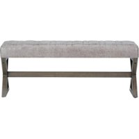 Simpli Home - Salinger Rectangular Modern Contemporary Foam/Plywood Bench Ottoman - Distressed Gray Taupe - Front_Zoom