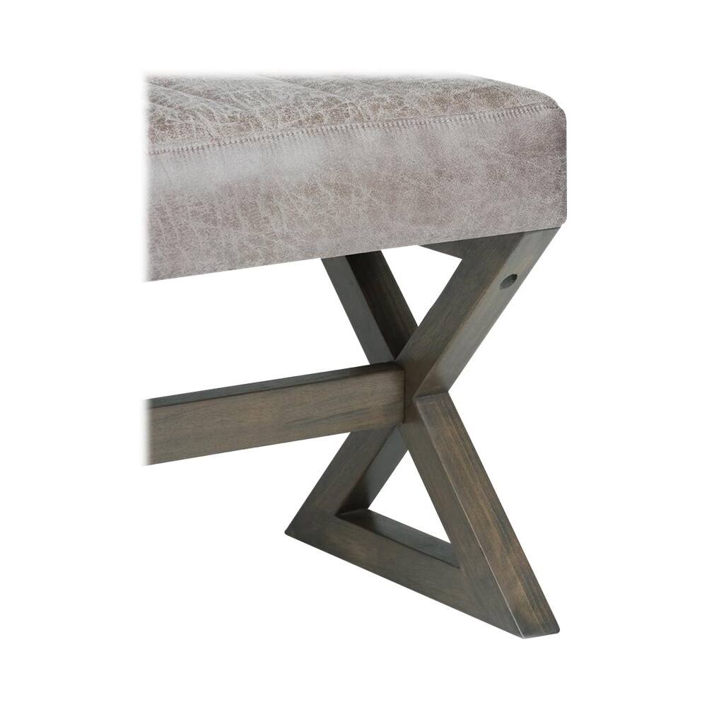 Alt View 11. Simpli Home - Salinger Rectangular Modern Contemporary Foam/Plywood Bench Ottoman - Distressed Gray Taupe.