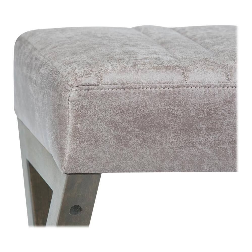 Alt View 13. Simpli Home - Salinger Rectangular Modern Contemporary Foam/Plywood Bench Ottoman - Distressed Gray Taupe.