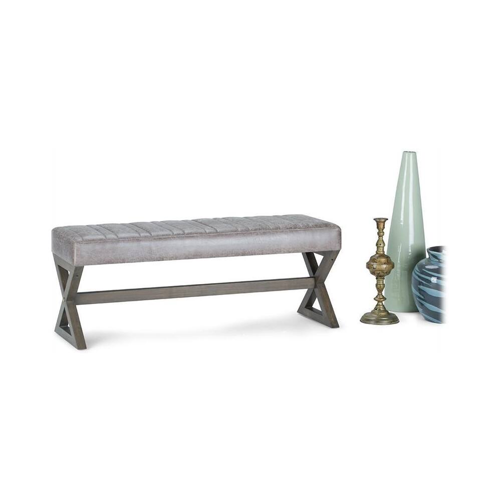 Alt View 16. Simpli Home - Salinger Rectangular Modern Contemporary Foam/Plywood Bench Ottoman - Distressed Gray Taupe.