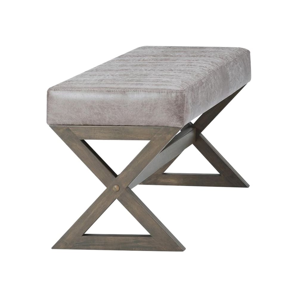 Left View: Simpli Home - Salinger Rectangular Modern Contemporary Foam/Plywood Bench Ottoman - Distressed Gray Taupe