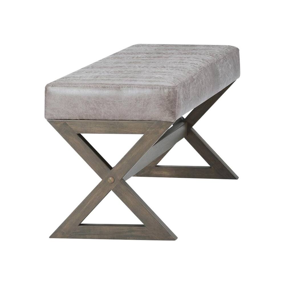 Left. Simpli Home - Salinger Rectangular Modern Contemporary Foam/Plywood Bench Ottoman - Distressed Gray Taupe.