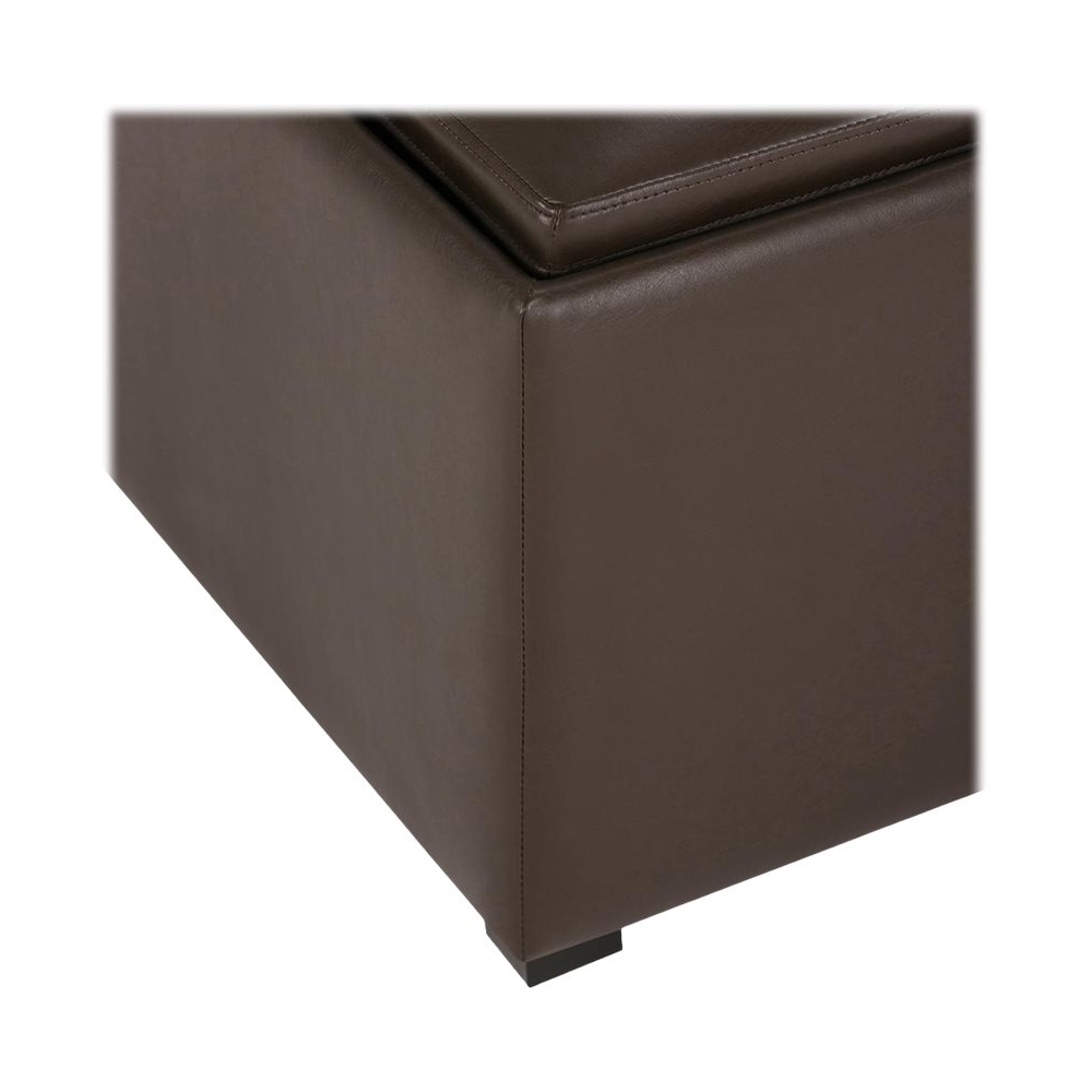Simpli Home - Avalon Square Contemporary Polyurethane Faux Leather Storage Ottoman - Chocolate Brown