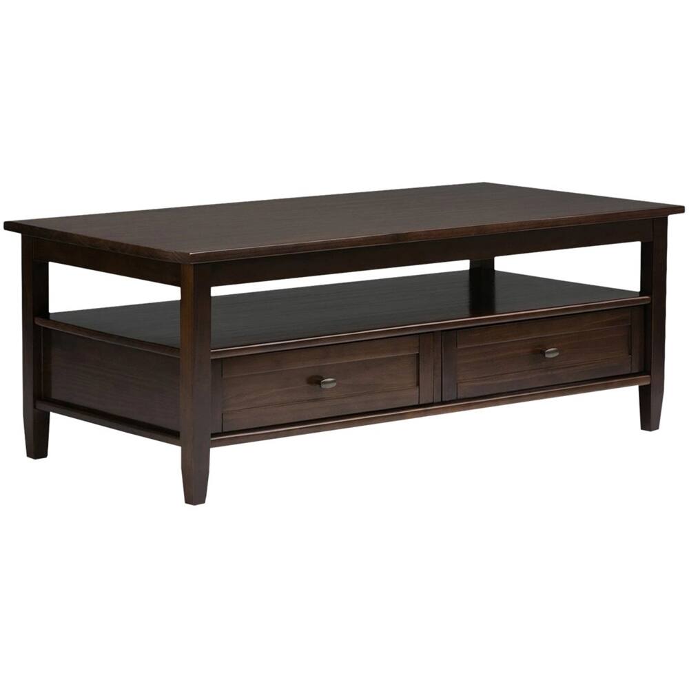 Alt View 11. Simpli Home - Warm Shaker Rectangular Rustic Wood 2-Drawer Coffee Table - Tobacco Brown.