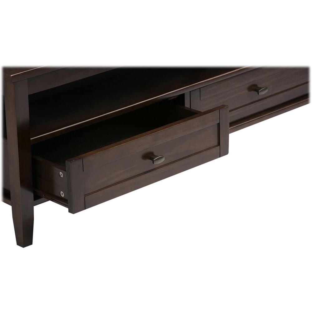 Alt View 12. Simpli Home - Warm Shaker Rectangular Rustic Wood 2-Drawer Coffee Table - Tobacco Brown.