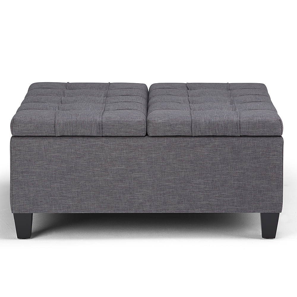 Slate/blueish-grey Fabric Footstool storage box/ottoman Large 
