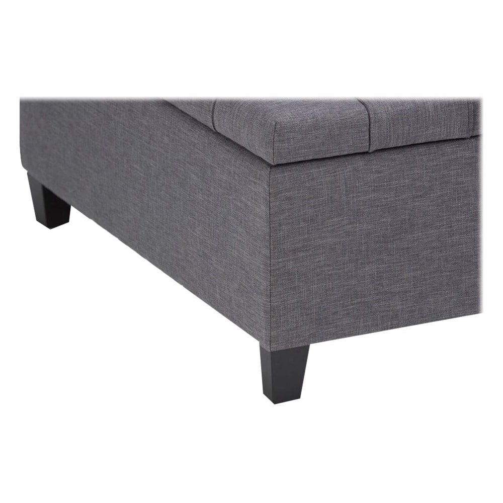 Alt View 12. Simpli Home - Harrison 36 inch Wide Transitional Square Coffee Table Storage Ottoman in Slate Grey Linen Look Fabric - Slate Gray.