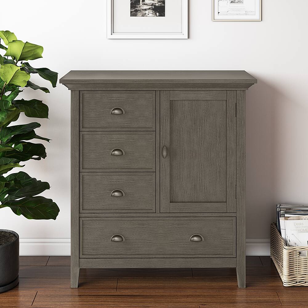 Angle. Simpli Home - Redmond SOLID WOOD 39 inch Wide Transitional Medium Storage Cabinet in Farmhouse Grey - Farmhouse Grey.