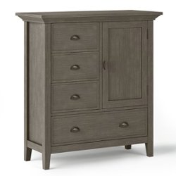 Simpli Home - Redmond SOLID WOOD 39 inch Wide Transitional Medium Storage Cabinet in - Farmhouse Grey - Front_Zoom