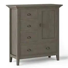 Simpli Home - Redmond SOLID WOOD 39 inch Wide Transitional Medium Storage Cabinet - Farmhouse Grey