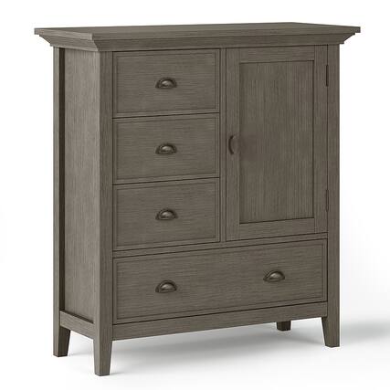 Front. Simpli Home - Redmond SOLID WOOD 39 inch Wide Transitional Medium Storage Cabinet in Farmhouse Grey - Farmhouse Grey.