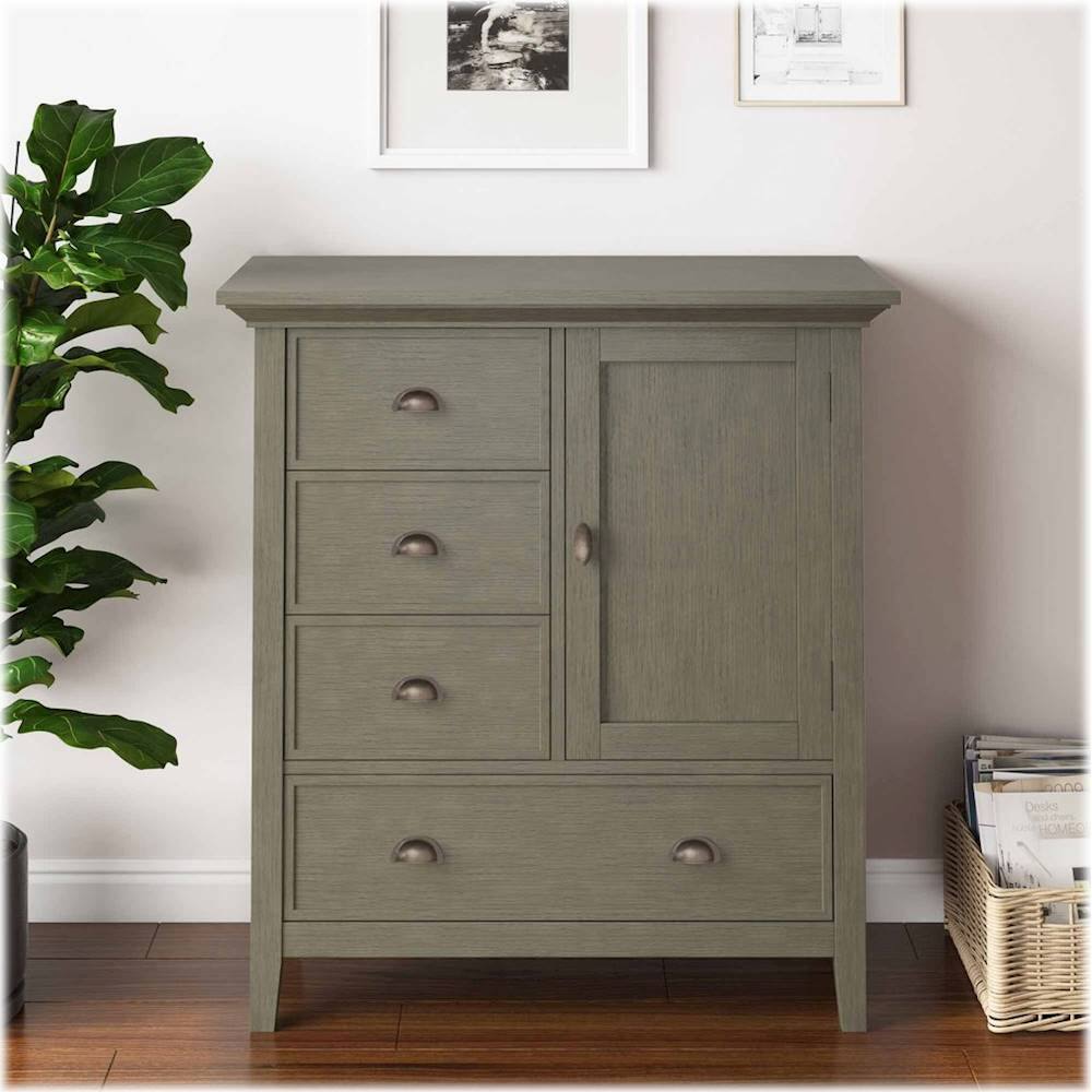 Alt View 15. Simpli Home - Redmond SOLID WOOD 39 inch Wide Transitional Medium Storage Cabinet in Farmhouse Grey - Farmhouse Grey.