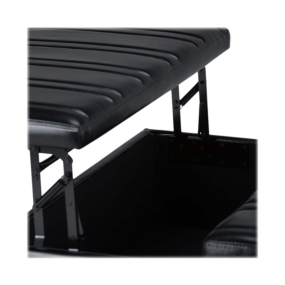 Alt View 13. Simpli Home - Ellis Contemporary Wood/Polyurethane Faux Leather Ottoman - Midnight Black.